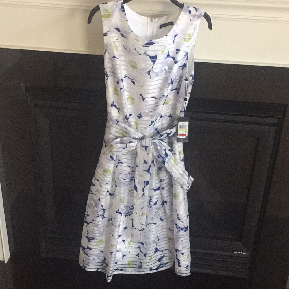 White and blue dress